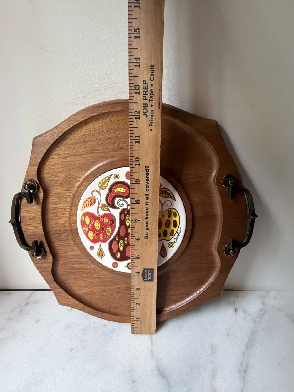 vintage Fred Press mid-century modern wooden serving tray and cheese board